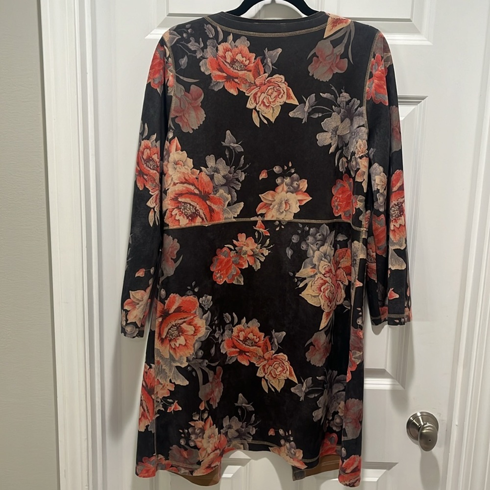 Anthropologie Solitaire Faux Suede Jacket statement piece cherry red floral - Picture 8 of 13
